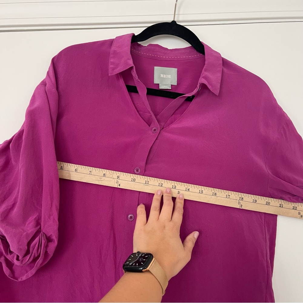 Anthropologie Maeve 100% Silk Mairead Raspberry Cutout Button Blouse size XS - Picture 7 of 9